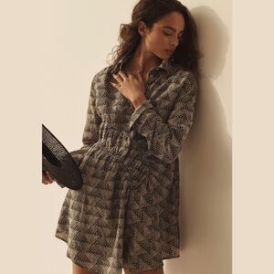 NWT Anthropologie Long-Sleeve Collared Mini Dress